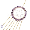 Wire Wrapped Natural Amethyst Chips Ring Hanging Ornaments HJEW-JM02371-06-4