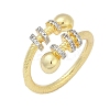 Brass Micro Pave Cubic Zirconia Open Cuff Ring for Women RJEW-F177-03GP-11-2