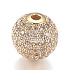 CZ Jewelry Brass Micro Pave Cubic Zirconia Round Beads ZIRC-M024-06G-1