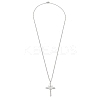 Brass Micro Pave Clear Zirconia Cross Pendant Necklaces NJEW-M211-05B-P-5