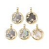 Brass Micro Pave Cubic Zirconia with Natural Black Lip Shell Pendants KK-Z146-34G-1
