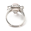 Natural Rose Quartz Adjustable Rings RJEW-P043-01P-22-3