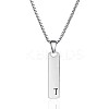 304 Stainless Steel Rectangle with Letter Pendant Box Chain Necklaces FS-WGD7C78-20-1