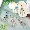10Pcs 5 Styles Woven Web with Feather Alloy & Natural Mixed Stone & Glass Seed Keychains KEYC-TA0001-53-4