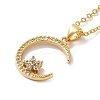 Golden Brass Crescent Moon Pendant Necklace with Rhinestone NJEW-Z015-01D-G-2