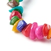 Natural Dyed Chip Shell Beads Stretch Bracelets for Children BJEW-JB06395-01-5
