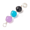 5Pcs 5 Styles Dyed Natural Malaysia Jade & Amethyst & Black Onyx(Dyed & Heated) & Rose Quartz & Labradorite Round Beaded Pendants PALLOY-JF04051-02-5