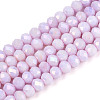 Anti-Tarnish Electroplate Rondelle Glass Beads Strands EGLA-T021-4mm-17-02-1