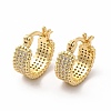 Clear Cubic Zirconia Thick Hoop Earrings EJEW-A095-07G-1