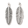 Tibetan Style Alloy Feather Pendants TIBEP-1360-AS-LF-1