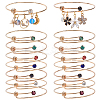 14Pcs 7 Colors Golden 304 Stainless Steel with Rhinestone Expandable Bangles BJEW-SC0001-26-1