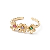 Flower Colorful Cubic Zirconia Cuff Ring LS-RJEW-M146-06G-2