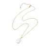 Natural Baroque Pearl Keshi Pearl Rectangle Pendant 304 Stainless Steel Cable Chain Necklaces NJEW-JN05891-4