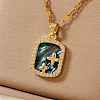 Simple Brass Clear Cubic Zirconia Square Star Pendant Necklaces WB2373-2-1