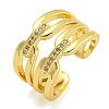 Rack Plating Brass Micro Pave Cubic Zirconia Cuff Rings for Women RJEW-I107-07G-1