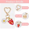 3Pcs 3 Colors Enamel Alloy Flower with Acrylic Strawberry Keychain KEYC-DC0001-31-4