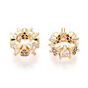 Brass Micro Pave Clear Cubic Zirconia European Beads KK-N275-07G-2