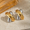 Two Tone 304 Stainless Steel Stud Earrings for Women AL8975-4