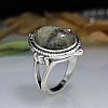 Oval Zinc Alloy Natural Labradorite Finger Rings WG970F5-05-1