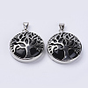 Natural Dyed & Heated Black Agate Pendants G-P350-D05-1