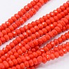 Opaque Solid Color Crystal Glass Faceted Rondelle Beads Strands X-GLAA-F025-A08-2