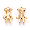 Brass Micro Pave Clear Cubic Zirconia Pendants KK-T078-02G-06-1
