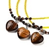 Natural Tiger Eye Heart Pendant Necklaces NJEW-G143-02J-1