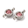 304 Stainless Steel Single Rhinestone Connector Charms STAS-E194-13P-04-3