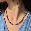 Natural & Synthetic Mixed Gemstone Disc Heishi Beaded Necklaces for Women IG0638-1-2