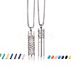 2 Styles 304 Stainless Steel Box Chain Hollow Column Perfume Bottle Pendant Necklaces NJEW-FH0001-19-1