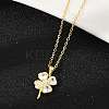925 Sterling Silver Pave Clear Cubic Zirconia Clover Pendant Necklaces for Women NJEW-G168-01G-2