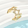 Brass Micro Pave Clear Cubic Zirconia Cuff Rings for Women RJEW-D307-01G-A-1