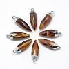 Natural Tiger Eye Pointed Pendants G-Q495-03P-1