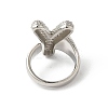 Letter Brass Micro Pave Clear Cubic Zirconia Open Cuff Ring for Women RJEW-N046-03Y-P-3