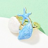 Brass Enamel Adjustable Cuff Rings for Women RJEW-G357-01H-3
