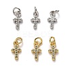 Brass Micro Pave Cubic Zirconia Tiny Cross Charms ZIRC-H119-04-1