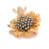 Sunflower and Bee Crystal Rhinestone Badge JEWB-E013-01G-3