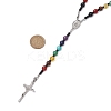 Gemstone Chakra Cross Pendant Rosary Bead Necklaces for Women NJEW-TA00176-3