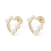 Brass Heart Stud Earrings with Cubic Zirconia EJEW-D065-03G-1