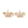 Brass Micro Pave Clear Cubic Zirconia Slide Charms KK-P239-15G-1