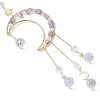 Nuggets Natural Quartz & Brass Moon Hanging Suncatchers HJEW-JM04253-01-4