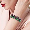 Green Natural Yellow Jade Round Beaded Stretch Bracelet BJEW-SW00077-10-5