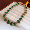 Alloy Full Rhinestone Flower Link Chain Necklaces for Women WGB743E-04-2