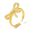 Bowknot Brass Micro Pave Clear Cubic Zirconia Open Cuff Rings for Women RJEW-C098-27G-1