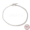 Rhodium Plated 925 Sterling Silver Curb Chain & Paperclip Chain Anklets AJEW-F162-002P-7