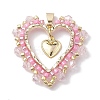 Seed Glass & Alloy Heart Pendant PALLOY-MZ00234-1