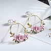 Ring with Flower Alloy & Rhinestone & Polymer Clay Stud Dangle Earrings FS-WGDD86E-04-2