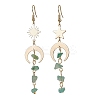 Moon & Sun & Star Brass Asymmetrical Earrings EJEW-JE05461-04-1