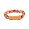 Natural Red Aventurine Beaded Stretch Bracelet BJEW-JB08879-06-1