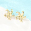 Brass Micro Pave Cubic Zirconia Stud Earrings EJEW-G471-29A-G-1